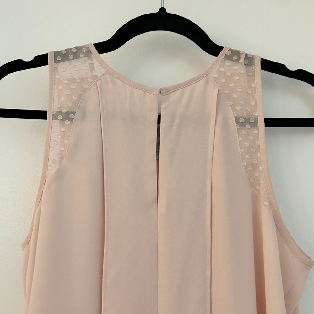 Anthropologie Maeve Blush Pink Swiss Dot Hi Lo Sleeveless Blouse Size 2 - Picture 2 of 7